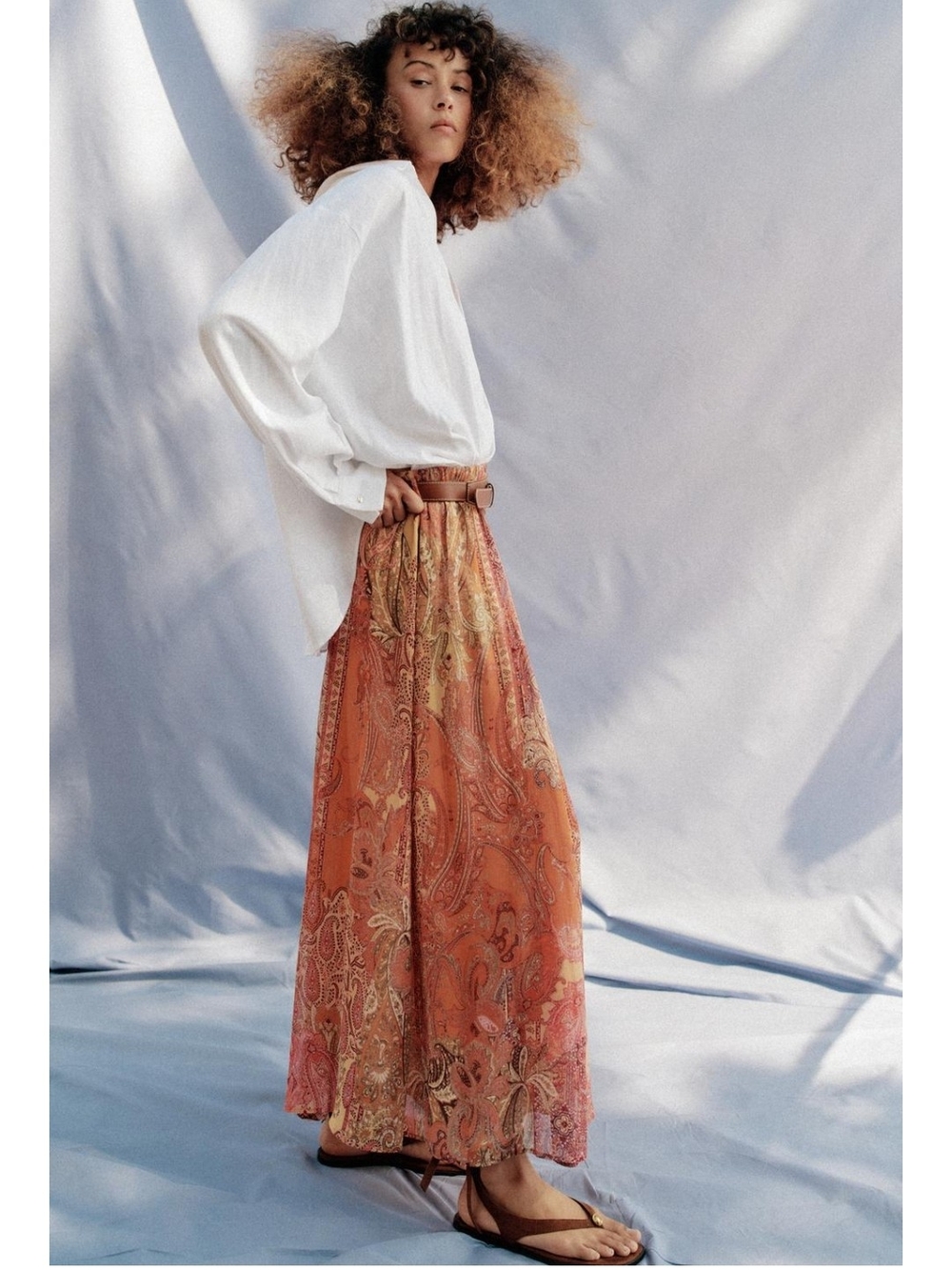 Zara Orange Paisley Maxi Skirt - Picture 4 of 7